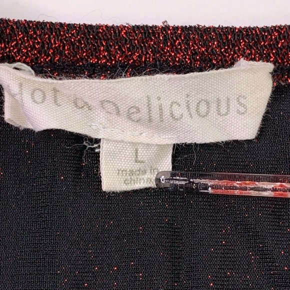 Hot & Delicious Red Shimmer Short Sleeve Crop Top - Picture 4 of 5